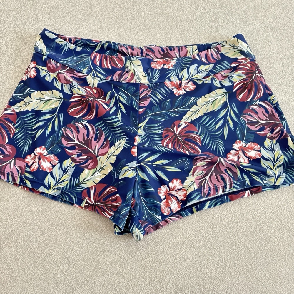 NWOT Aqua Eve Blue Tropical Swim/Surf Bottoms Sz Lg Beach Resort Board Shorts
